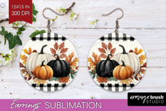 Autumn Pumpkin Round Earrings - Fall Pumpkin, PNG Product Image 1