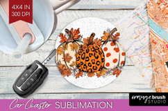 Autumn Pumpkin Car Coaster - Fall Pumpkin, Coaster PNG Product Image 1