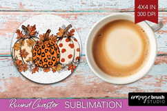 Autumn Pumpkin Round Coaster - Fall Pumpkin, Coaster PNG Product Image 1