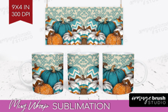 Autumn Pumpkin Mug Wrap - Fall Pumpkin, Mug PNG Sublimation Product Image 1