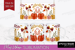 Autumn Pumpkin Mug Wrap - Fall Pumpkin, Mug PNG Sublimation Product Image 1