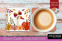 Autumn Pumpkin Square Coaster - Fall Pumpkin, Coaster PNG Product Image 1