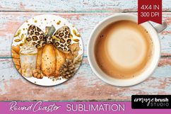 Autumn Pumpkin Round Coaster - Fall Pumpkin, Coaster PNG Product Image 1