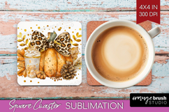 Autumn Pumpkin Square Coaster - Fall Pumpkin, Coaster PNG Product Image 1