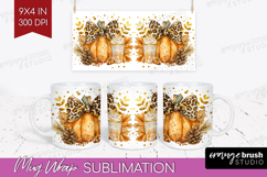 Autumn Pumpkin Mug Wrap - Fall Pumpkin, Mug PNG Sublimation Product Image 1