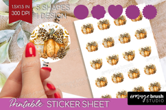 Autumn Pumpkin Round Sticker - Fall Pumpkin, Printable Sheet Product Image 1
