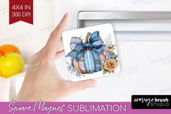 Autumn Pumpkin Magnet Sublimation - Fall Pumpkin, Square PNG Product Image 1