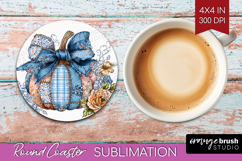 Autumn Pumpkin Round Coaster - Fall Pumpkin, Coaster PNG Product Image 1