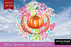 Autumn Pumpkin Wind Spinner Sublimation PNG - Fall Pumpkin, Product Image 1
