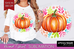 Autumn Pumpkin Round Tshirt Background - Fall Pumpkin, PNG Product Image 1