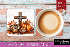 Autumn Pumpkin Square Coaster - Fall Pumpkin, Coaster PNG Product Image 1