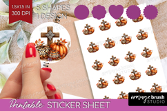 Autumn Pumpkin Round Sticker - Fall Pumpkin, Printable Sheet Product Image 1