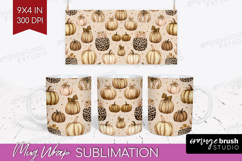 Autumn Pumpkin Mug Wrap - Fall Pumpkin, Mug PNG Sublimation Product Image 1