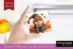 Autumn Pumpkin Magnet Sublimation - Fall Pumpkin, Square PNG Product Image 1