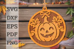 Autumn Pumpkin Bell Ornament Laser Cut SVG Product Image 1