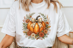 Autumn Pumpkin Floral Wreath PNG Product Image 2