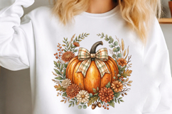 Autumn Pumpkin Floral Wreath PNG Product Image 3