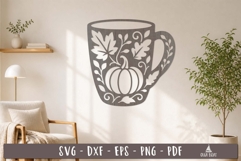 Autumn Pumpkin Mug Wall Decor SVG Laser Cut design