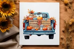 Fall Watercolor Pumpkins Truck PNG Clipart | Autumn Pumpkin Product Image 2