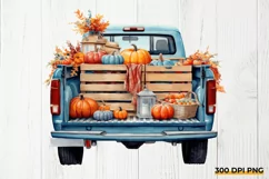 Fall Watercolor Pumpkins Truck PNG Clipart | Autumn Pumpkin Product Image 1