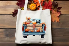 Fall Watercolor Pumpkins Truck PNG Clipart | Autumn Pumpkin Product Image 3