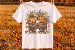 Autumn Pumpkin Wagon Floral PNG,Fall Sublimation Design Product Image 2