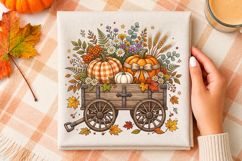 Autumn Pumpkin Wagon Floral PNG,Fall Sublimation Design Product Image 3