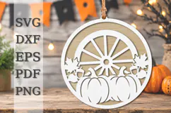 Autumn Pumpkin Wagon Laser Cut SVGg Product Image 1