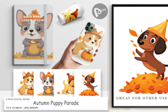 Digital Paper Autumn Puppy Parade Product Image 1