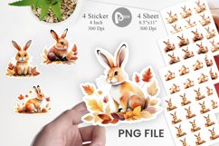 Autumn Rabbit Watercolor Sticker Product Image 1