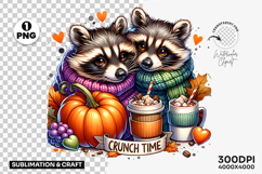 Autumn Raccoon Pumpkin Clipart PNG Sublimation Design Product Image 1