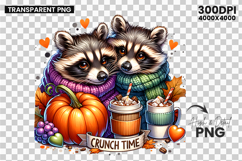 Autumn Raccoon Pumpkin Clipart PNG Sublimation Design Product Image 3