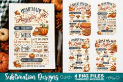 Autumn Kitchen Recipes Towels PNG Sublimation Designs 4 File Product Image 1