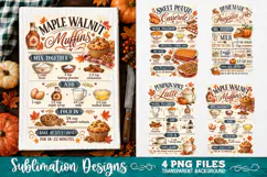 Autumn Kitchen Recipes Towels PNG Sublimation Designs 4 File Product Image 4