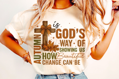 Autumn Png, Christian Png, Thanksgiving Png, Fall Cross PNG Product Image 2