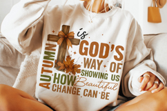 Autumn Png, Christian Png, Thanksgiving Png, Fall Cross PNG Product Image 3