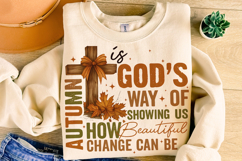 Autumn Png, Christian Png, Thanksgiving Png, Fall Cross PNG Product Image 1
