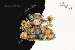Watercolor Autumn Scarecrow Clipart | Fall Png Product Image 2