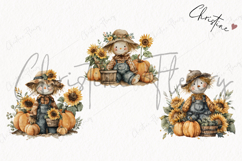 Watercolor Autumn Scarecrow Clipart | Fall Png Product Image 3