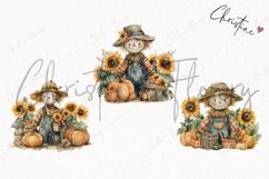 Watercolor Autumn Scarecrow Clipart | Fall Png Product Image 3