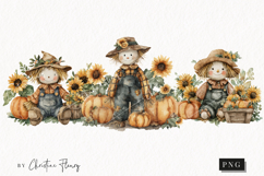 Watercolor Autumn Scarecrow Clipart | Fall Png Product Image 1