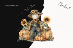 Watercolor Autumn Scarecrow Clipart | Fall Png Product Image 2