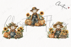 Watercolor Autumn Scarecrow Clipart | Fall Png Product Image 3