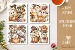 Autumn Scarecrow Coaster PNG | Watercolor Fall Scarecrow Product Image 1