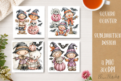 Autumn Scarecrow Coaster PNG | Watercolor Fall Scarecrow Product Image 1