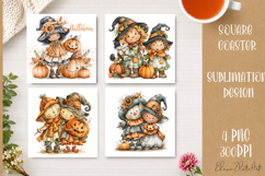 Autumn Scarecrow Coaster PNG | Watercolor Fall Scarecrow Product Image 1