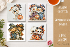 Autumn Scarecrow Coaster PNG | Watercolor Fall Scarecrow Product Image 1