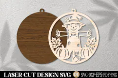 Autumn Scarecrow Pumpkin Ornament Laser Cut SVG Product Image 2