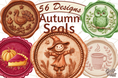 Fall Thanksgiving Wax Seal Clipart PNG Mini World Product Image 1