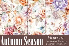 Autumn Floral Pattern, Fall Flowers Seamless Patterns, s13 Product Image 1